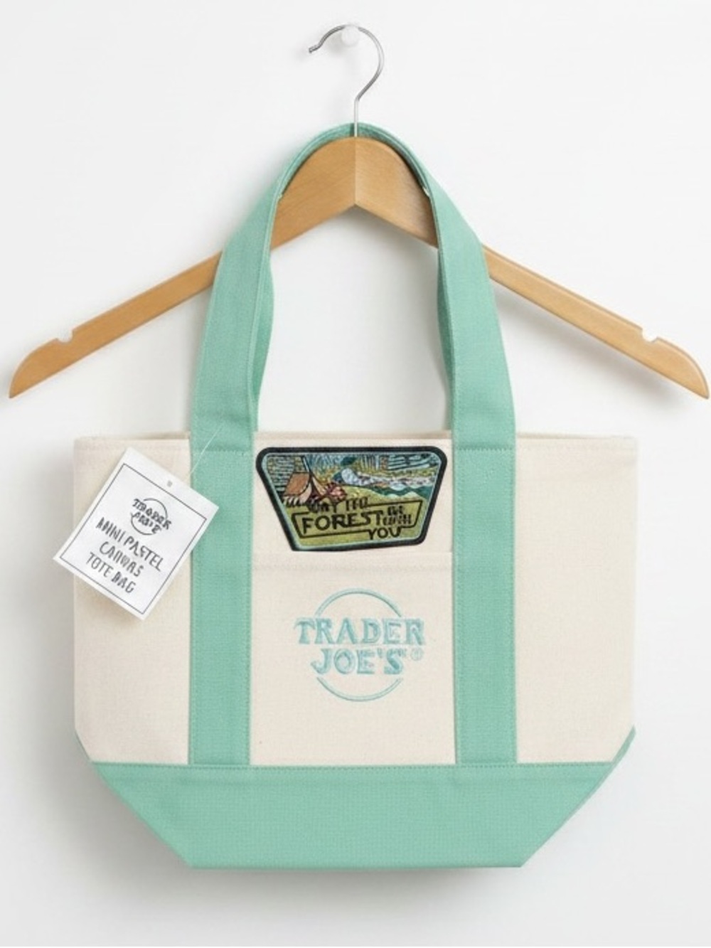 Custom Trader Joe's Mini Pastel Canvas "May the Forest be with You" Tote Bag